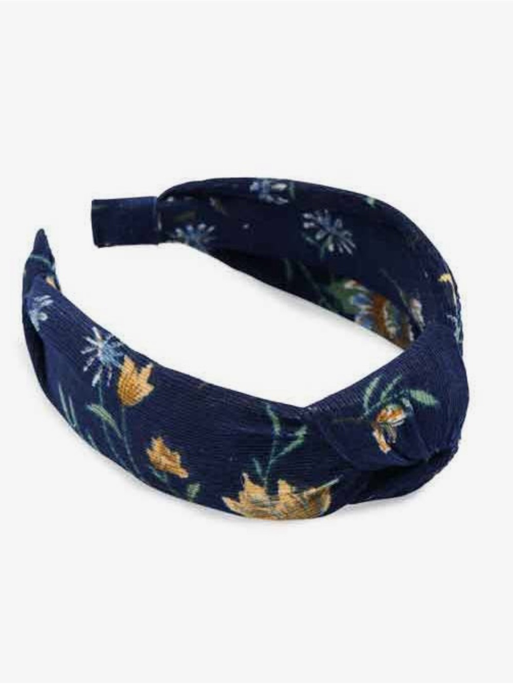 461. Shiraleah Corduroy Navy Fall Floral Knot Headband